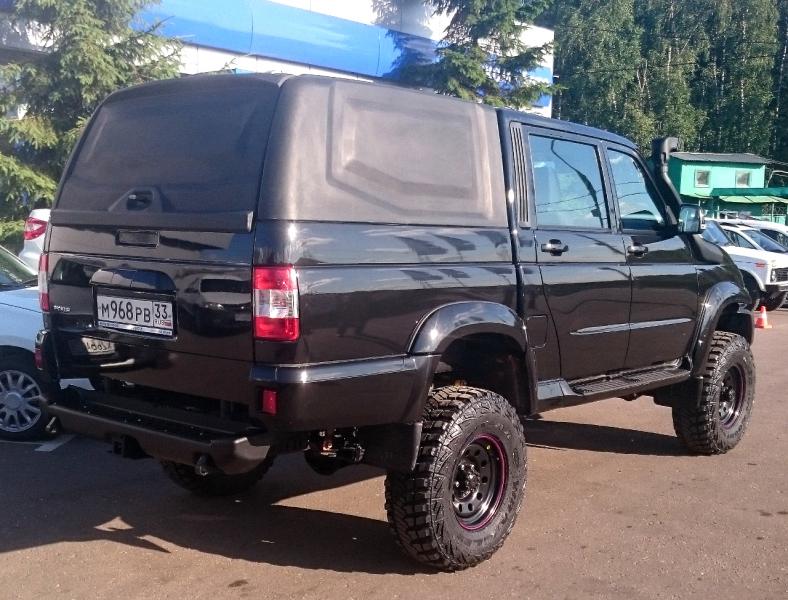 Крыша (кунг) кузова для УАЗ Пикап (двойная кабина) 2015+ черная (1 дверь) Cargo